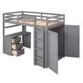 Twin Size Loft Bed With Drawers,Desk,And Wardrobe Gray Gray Solid Wood