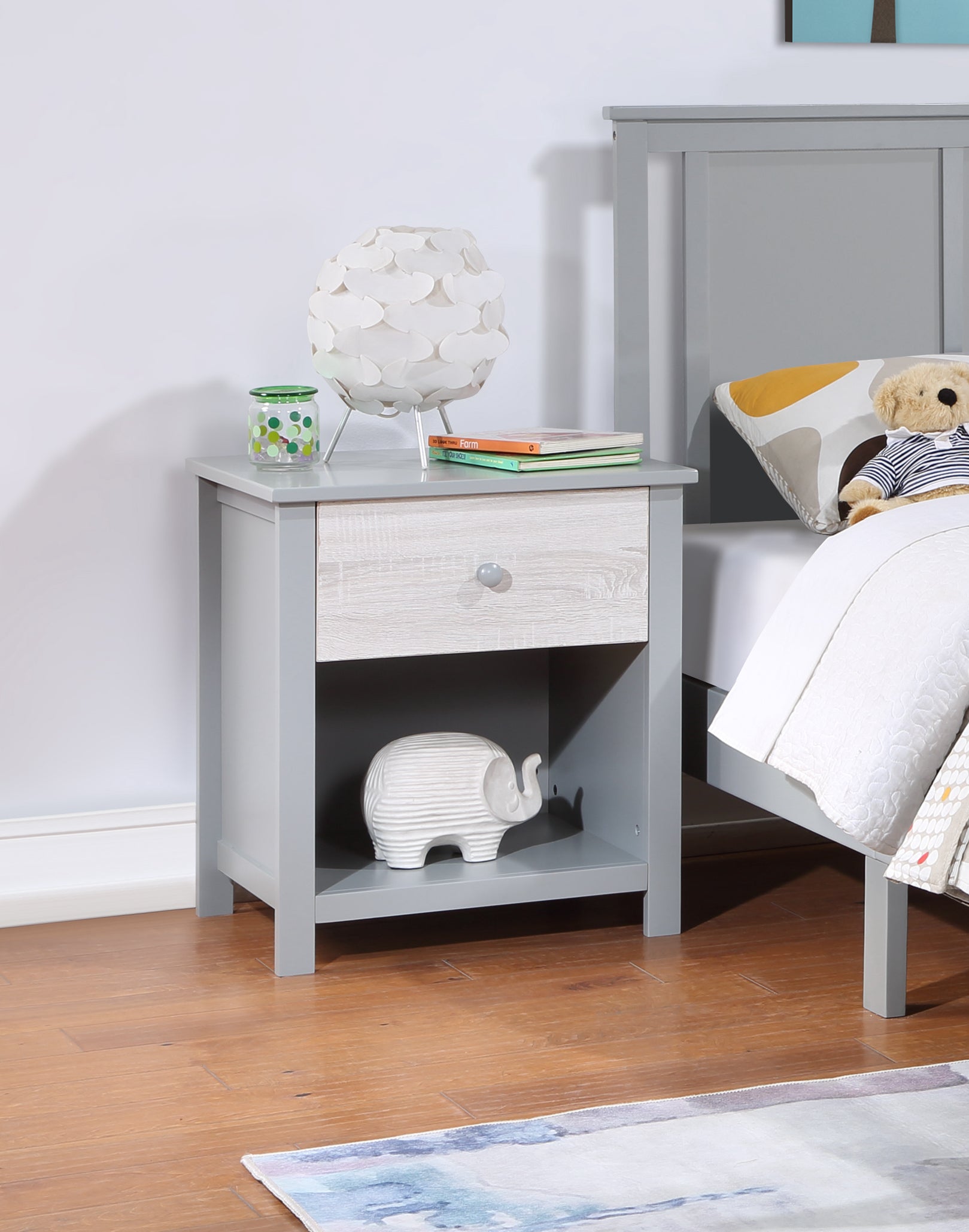 Connelly Nightstand Gray Rockport Gray Gray Solid Wood