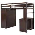 Twin Size Loft Bed With Drawers,Desk,And Wardrobe Espresso Espresso Solid Wood