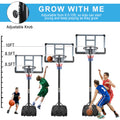 Portable Basketball Hoop Backboard System Stand Height Adjustable 6.6Ft 10Ft With 44 Inch Backboard And Wheels For Adults Teens Outdoor Indoor Basketball Goal Game Play Set Transparent Iron