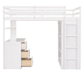 Twin Size Loft Bed With Drawers,Desk,And Wardrobe White White Solid Wood