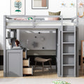 Twin Size Loft Bed With Drawers,Desk,And Wardrobe Gray Gray Solid Wood