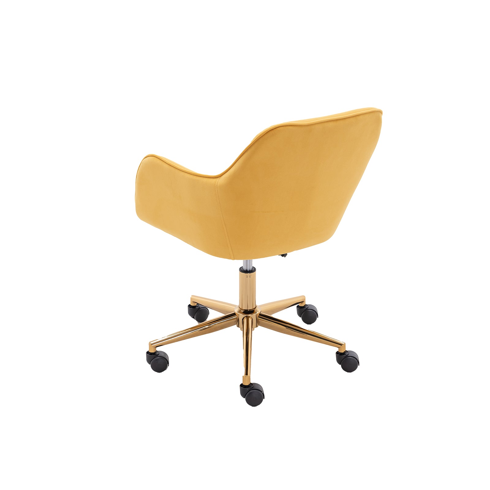 Modern Velvet Fabric Material Adjustable Height 360 Revolving Home Office Chair With Gold Metal Legs And Universal Wheels For Indoor,Yellow Yellow Foam Velvet