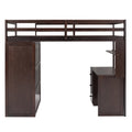 Twin Size Loft Bed With Drawers,Desk,And Wardrobe Espresso Espresso Solid Wood