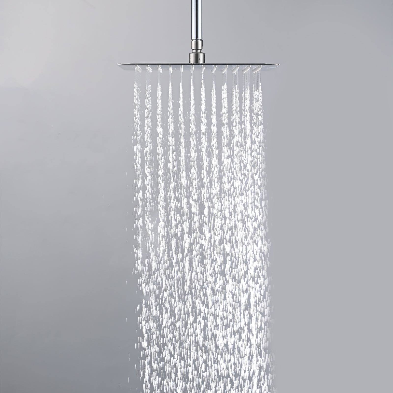 12" Square Rainfall & High Pressure Stainless Steel Bath Showerhead, Waterfall Full Body Coverage With Silicone Nozzle Brushed Nickel Metal