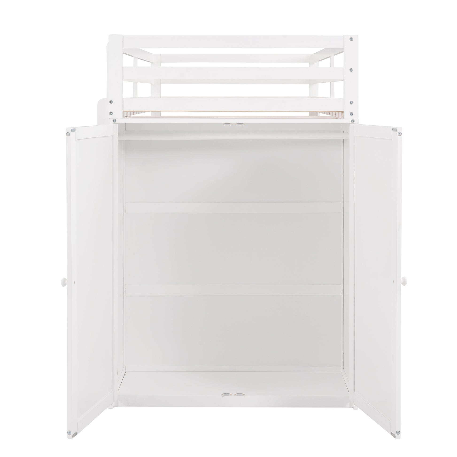 Twin Size Loft Bed With Drawers,Desk,And Wardrobe White White Solid Wood