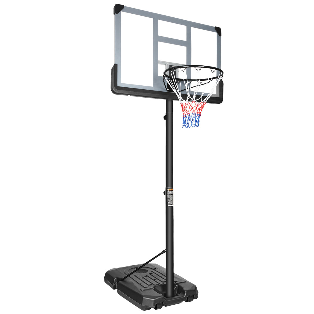 Portable Basketball Hoop Backboard System Stand Height Adjustable 6.6Ft 10Ft With 44 Inch Backboard And Wheels For Adults Teens Outdoor Indoor Basketball Goal Game Play Set Transparent Iron