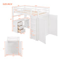 Twin Size Loft Bed With Drawers,Desk,And Wardrobe White White Solid Wood