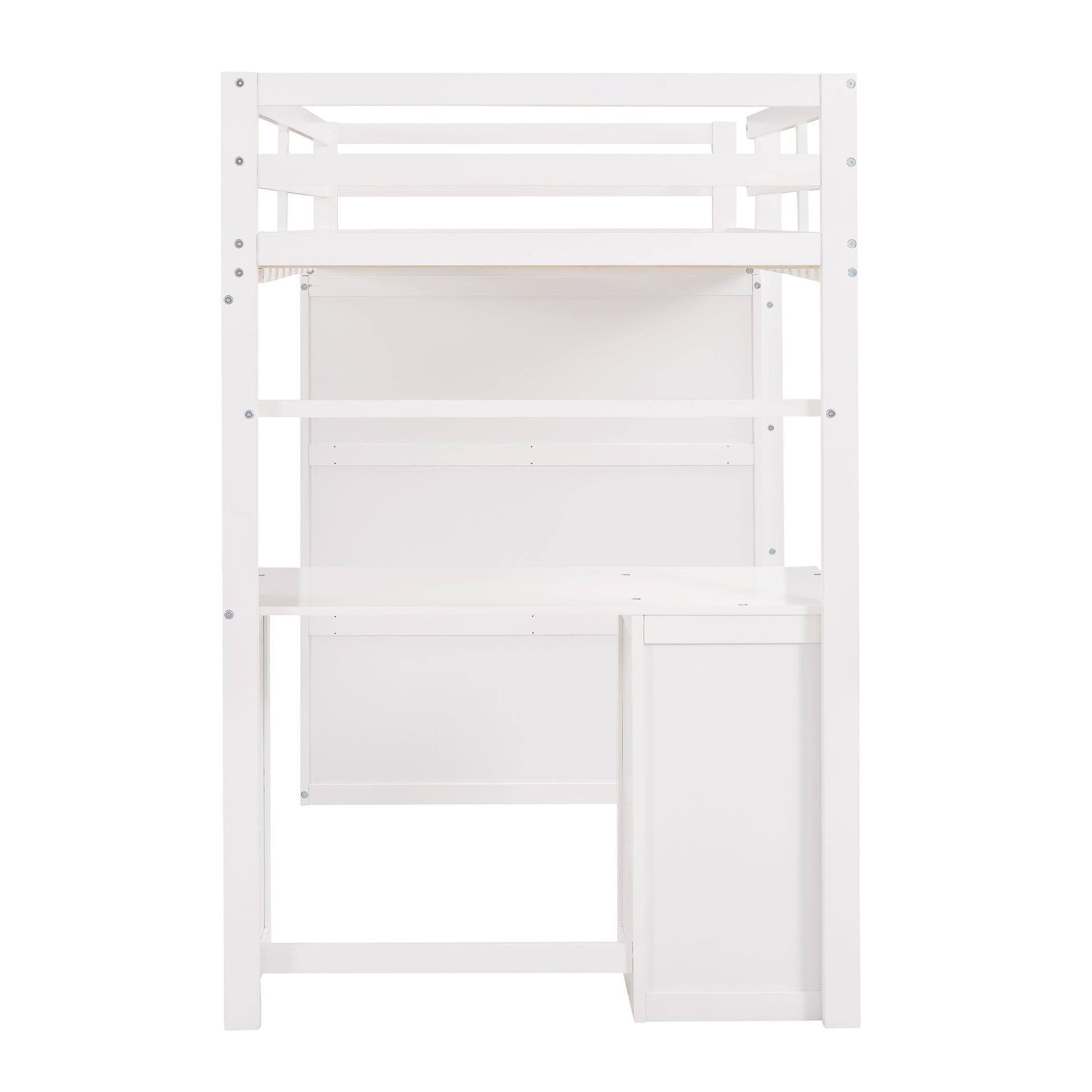 Twin Size Loft Bed With Drawers,Desk,And Wardrobe White White Solid Wood