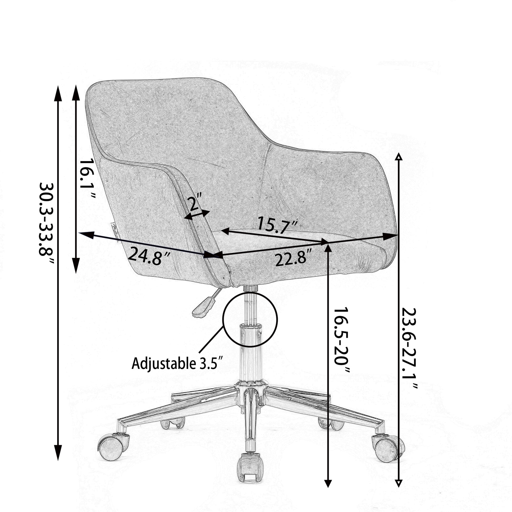 Modern Velvet Fabric Material Adjustable Height 360 Revolving Home Office Chair With Gold Metal Legs And Universal Wheels For Indoor,Yellow Yellow Foam Velvet