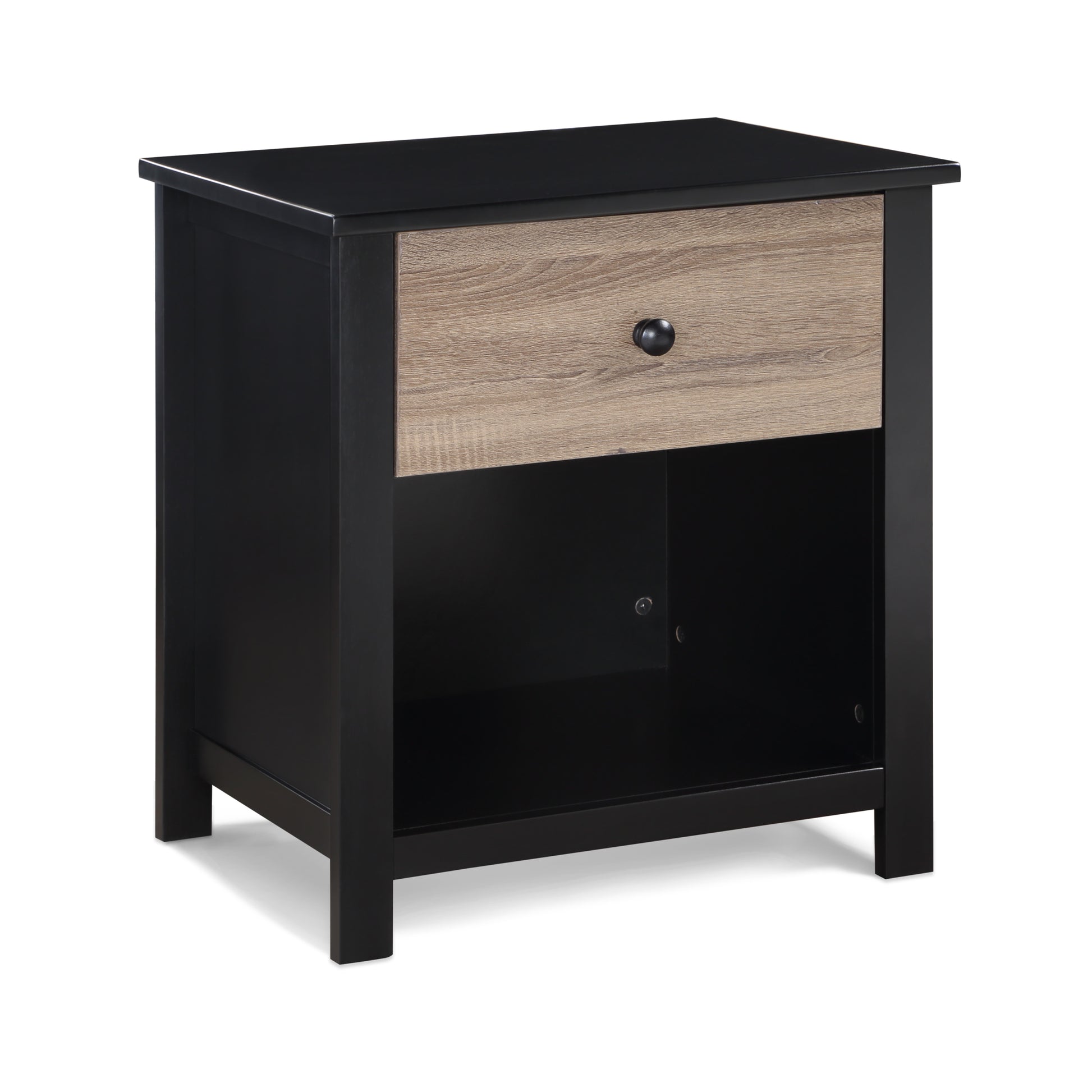 Connelly Nightstand Black Vintage Walnut Black Solid Wood