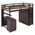 Twin Size Loft Bed With Drawers,Desk,And Wardrobe Espresso Espresso Solid Wood