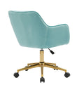 Modern Velvet Fabric Material Adjustable Height 360 Revolving Home Office Chair With Gold Metal Legs And Universal Wheels For Indoor,Aqua Light Blue Light Blue Foam Velvet