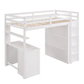 Twin Size Loft Bed With Drawers,Desk,And Wardrobe White White Solid Wood