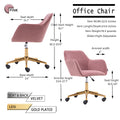 Modern Velvet Fabric Material Adjustable Height 360 Revolving Home Office Chair With Gold Metal Legs And Universal Wheels For Indoor,Pink Pink Foam Velvet