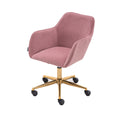 Modern Velvet Fabric Material Adjustable Height 360 Revolving Home Office Chair With Gold Metal Legs And Universal Wheels For Indoor,Pink Pink Foam Velvet