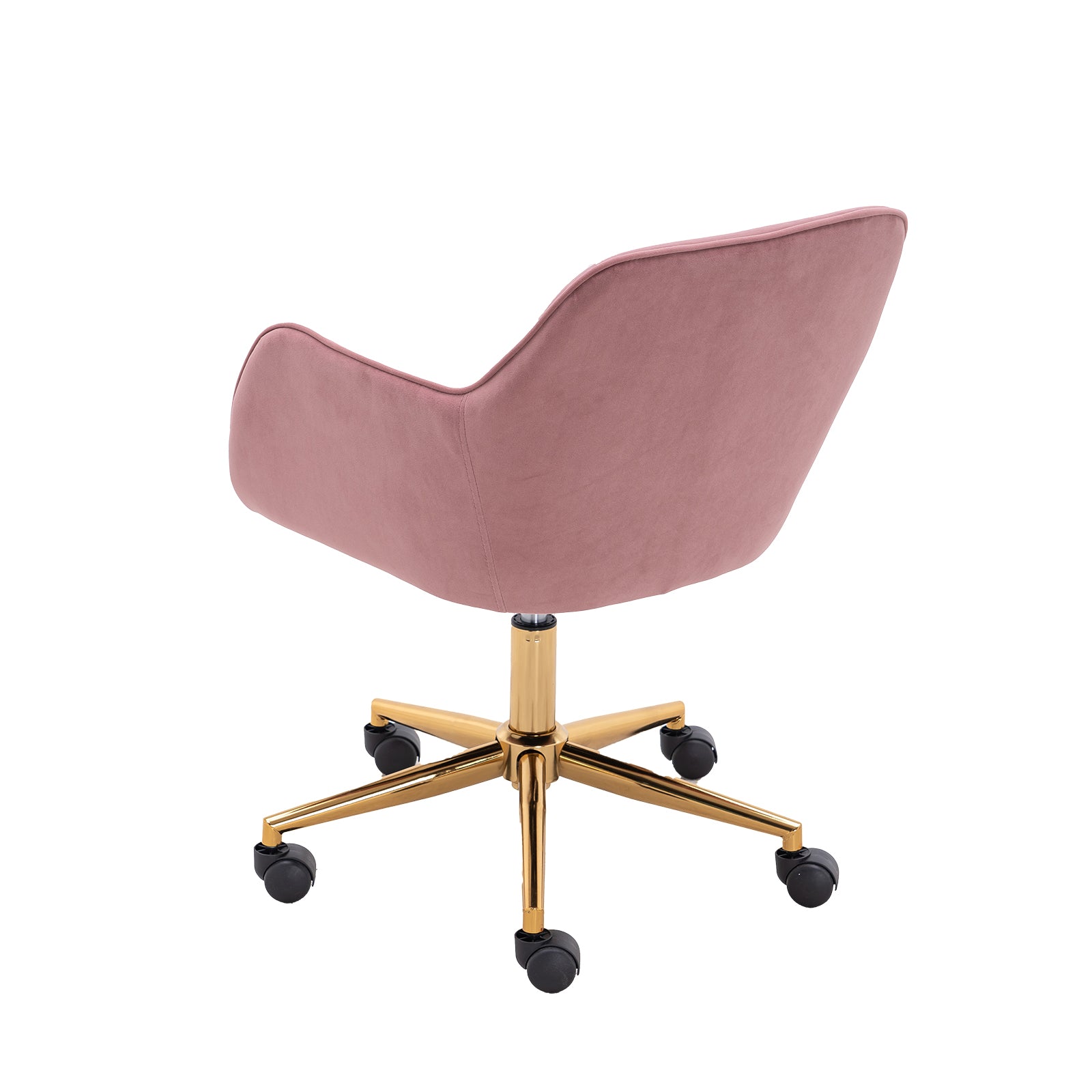 Modern Velvet Fabric Material Adjustable Height 360 Revolving Home Office Chair With Gold Metal Legs And Universal Wheels For Indoor,Pink Pink Foam Velvet