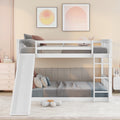 Full Over Full Bunk Bed With Slide And Ladder In White Color White Pine