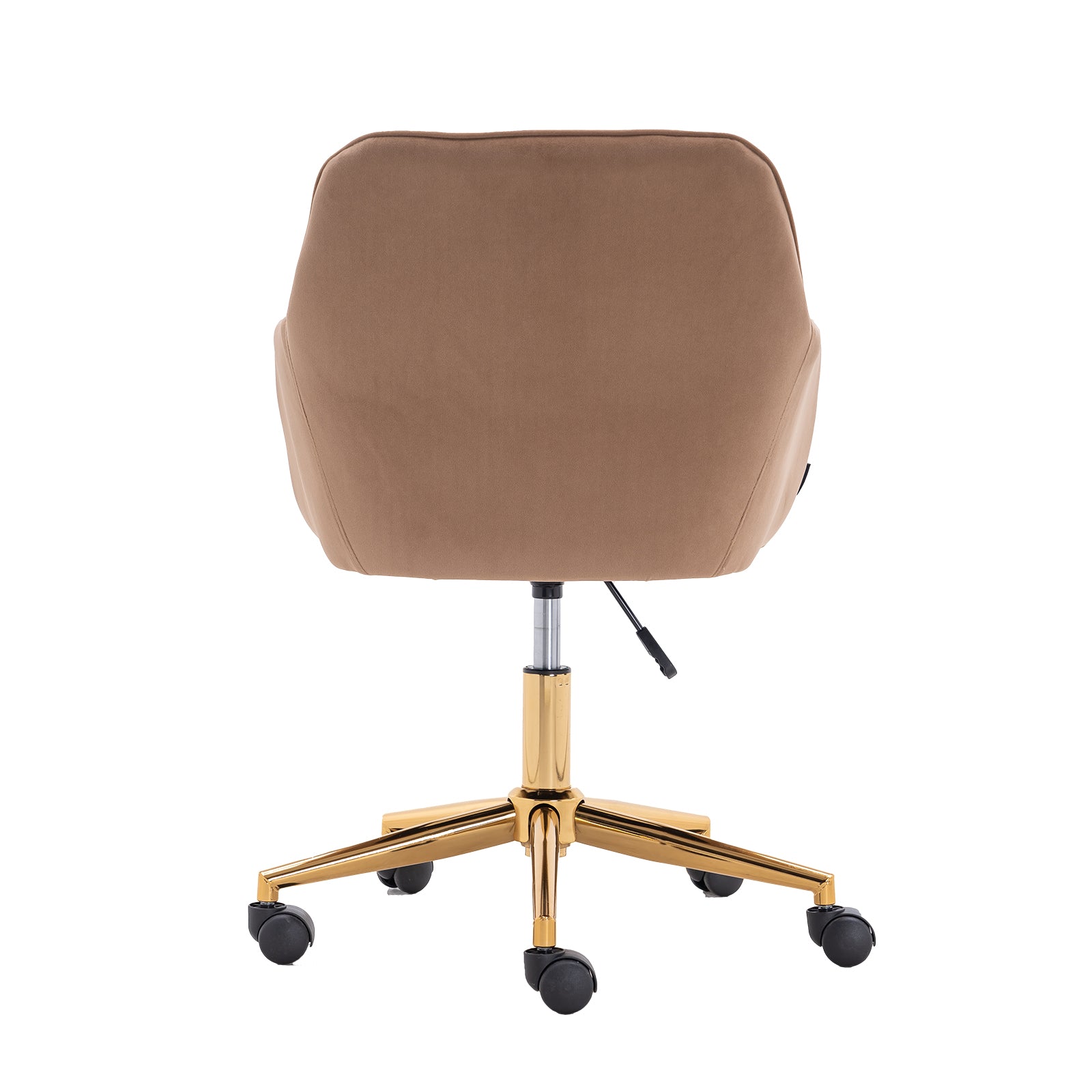 002 Velvet Fabric Adjustable Height 360 Revolving Home Office Chair With Gold Metal Legs And Universal Wheels For Indoor,Light Coffee Coffee Primary Living Space Foam Wipe Clean Modern Accent Chairs Foam Swivel Velvet