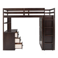 Twin Size Loft Bed With Drawers,Desk,And Wardrobe Espresso Espresso Solid Wood