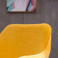 Modern Velvet Fabric Material Adjustable Height 360 Revolving Home Office Chair With Gold Metal Legs And Universal Wheels For Indoor,Yellow Yellow Foam Velvet