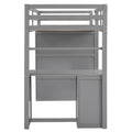 Twin Size Loft Bed With Drawers,Desk,And Wardrobe Gray Gray Solid Wood