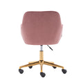 Modern Velvet Fabric Material Adjustable Height 360 Revolving Home Office Chair With Gold Metal Legs And Universal Wheels For Indoor,Pink Pink Foam Velvet