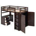 Twin Size Loft Bed With Drawers,Desk,And Wardrobe Espresso Espresso Solid Wood