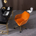 Modern Velvet Fabric Material Adjustable Height 360 Revolving Home Office Chair With Gold Metal Legs And Universal Wheels For Indoor,Orange Orange Foam Velvet