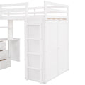 Twin Size Loft Bed With Drawers,Desk,And Wardrobe White White Solid Wood