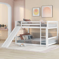 Full Over Full Bunk Bed With Slide And Ladder In White Color White Pine