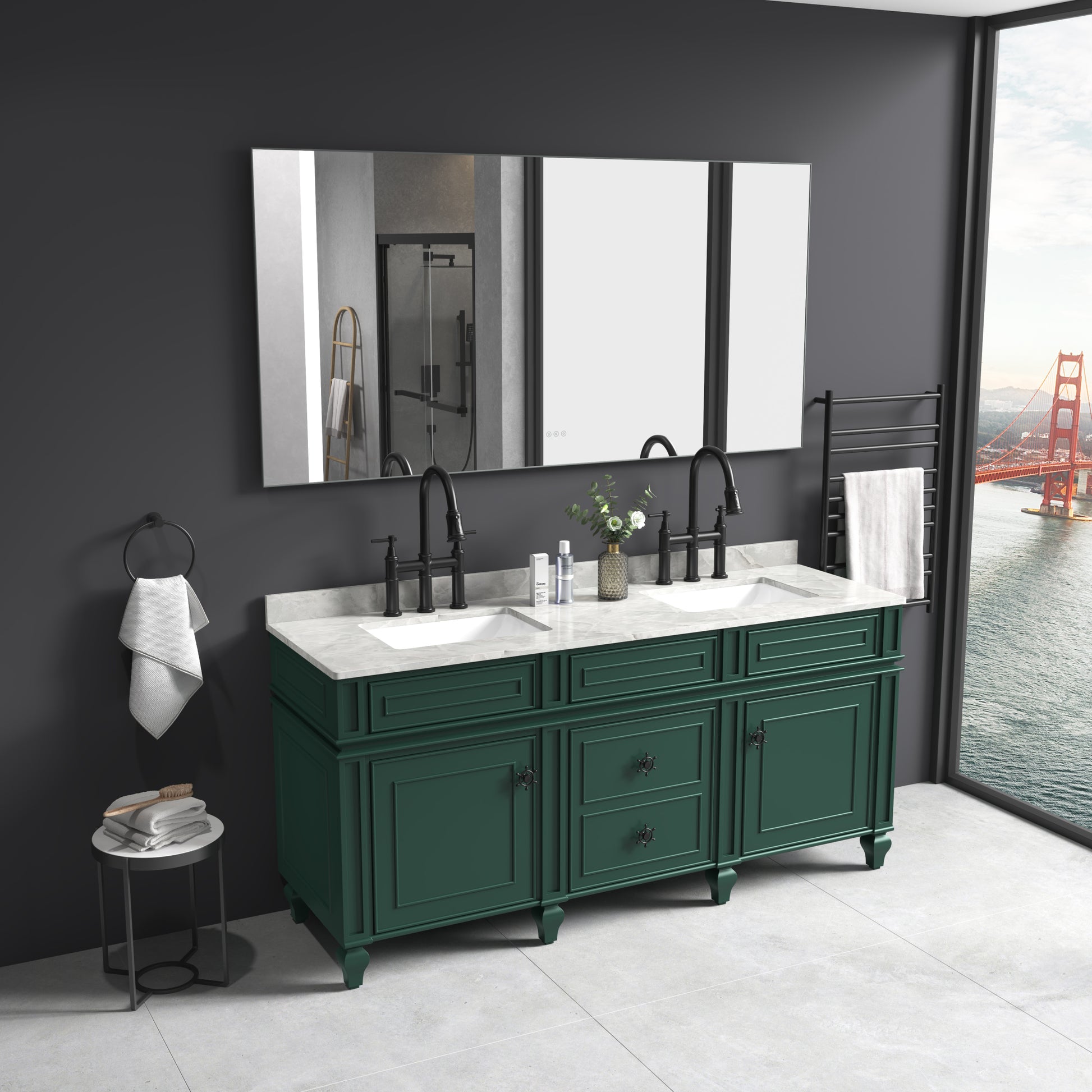 Led Mirror Bathroom Vanity Mirror With Back Light, Wall Mount Anti Fog Memory Large Adjustable Vanity Mirror Gun Ash Aluminium