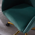 Modern Velvet Fabric Material Adjustable Height 360 Revolving Home Office Chair With Gold Metal Legs And Universal Wheels For Indoor,Dark Green Dark Green Foam Velvet