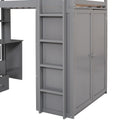 Twin Size Loft Bed With Drawers,Desk,And Wardrobe Gray Gray Solid Wood