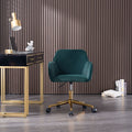 Modern Velvet Fabric Material Adjustable Height 360 Revolving Home Office Chair With Gold Metal Legs And Universal Wheels For Indoor,Dark Green Dark Green Foam Velvet