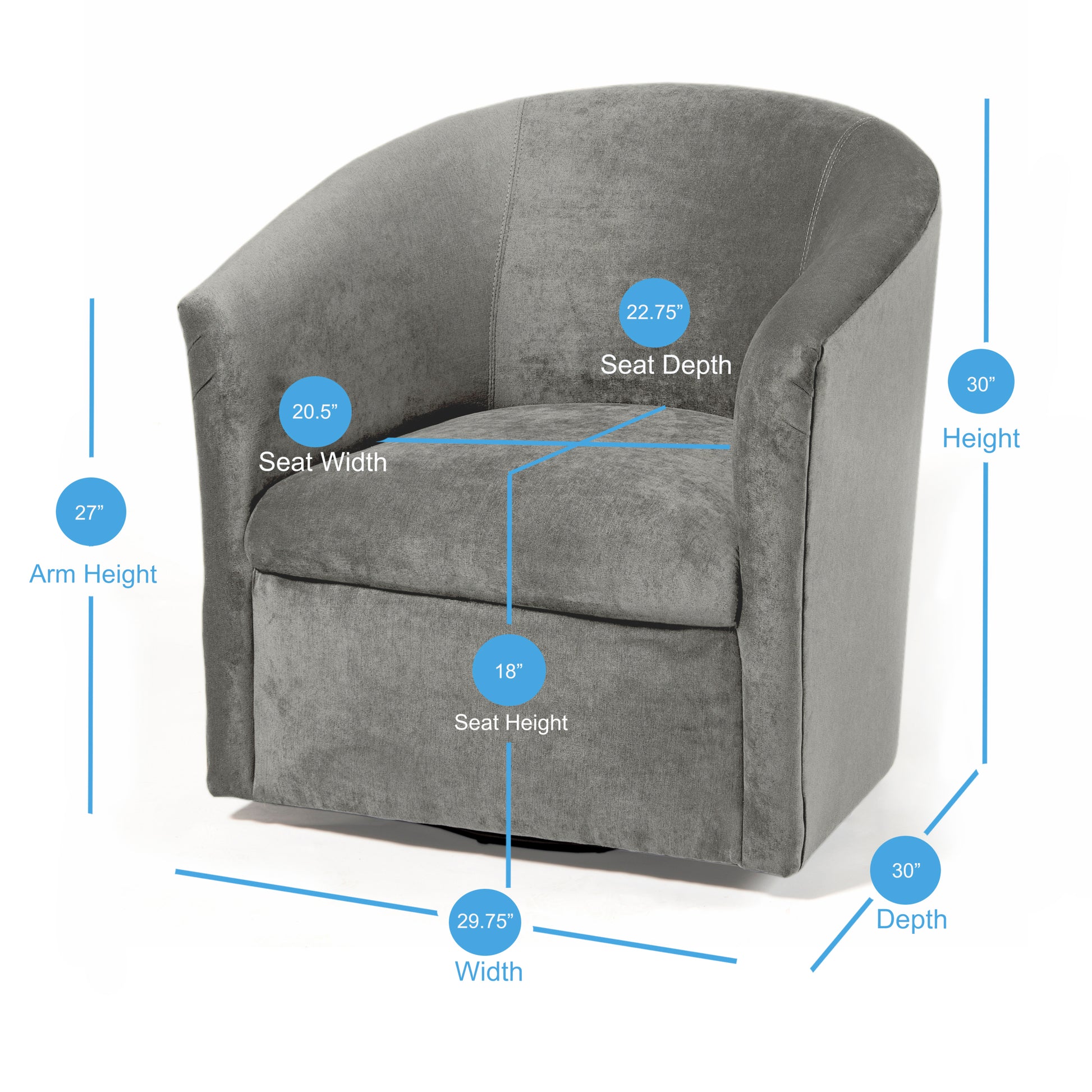 Eden Ash Swivel Chair Grey Foam Polyester