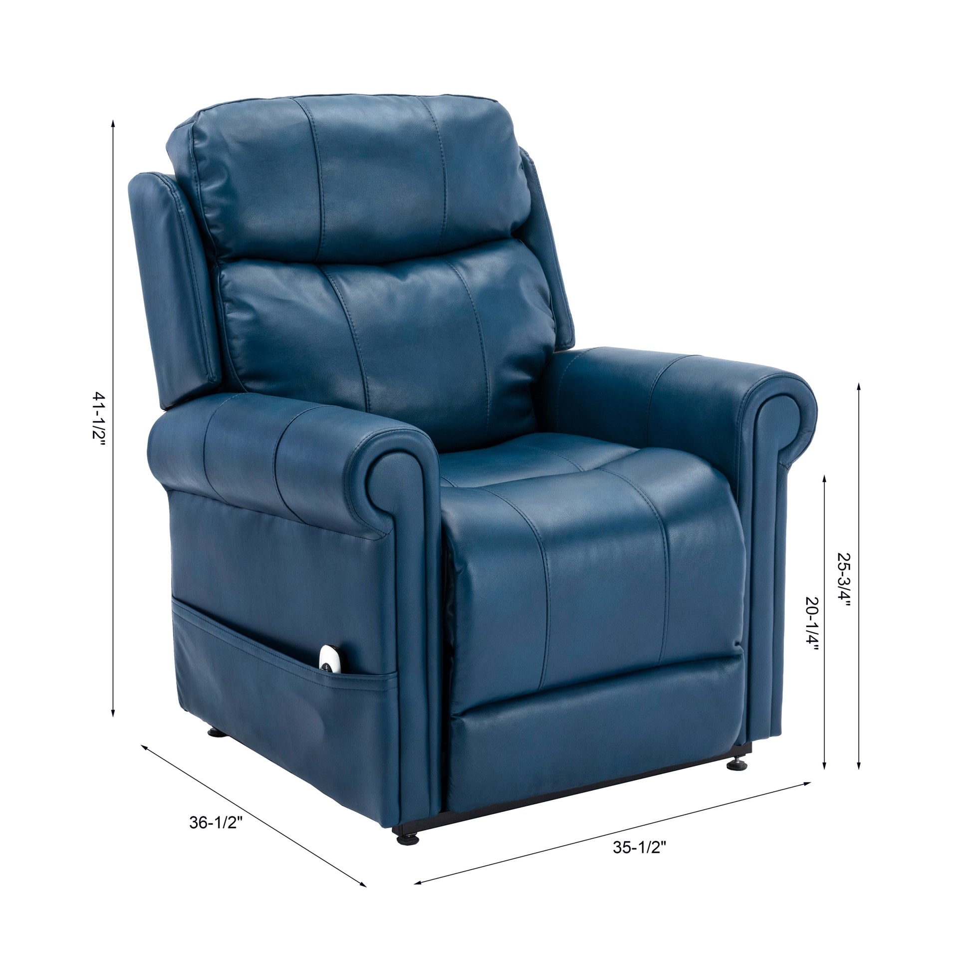 Lowell Navy Blue Leather Gel Lift Chair With Massage Navy Blue Foam Pu