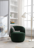 Teddy Fabric Swivel Accent Armchair Barrel Chair With Black Powder Coating Metal Ring,Dark Green Green Foam Upholstered