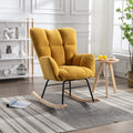 Mid Century Modern Teddy Fabric Tufted Upholstered Rocking Chair Padded Seat For Living Room Bedroom,Yellow Yellow Foam Wool