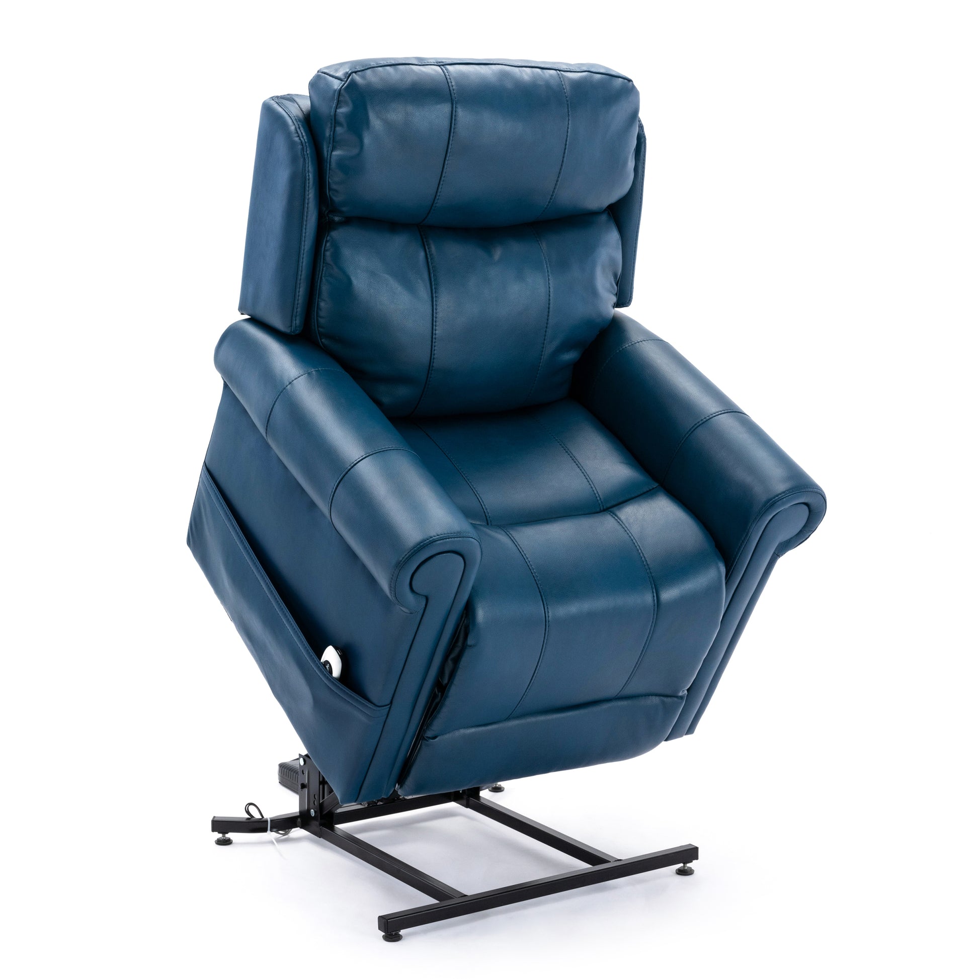 Lowell Navy Blue Leather Gel Lift Chair With Massage Navy Blue Foam Pu