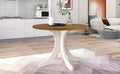 Mid Century Solid Wood 5 Piece Round Dining Table Set, Kitchen Table Set With Upholstered Chairs For Small Places, Walnut Table Beige Chair Wood Dining Room Solid Wood Rubberwood Round Dining Table With Chair Upholstered Chair Wood Walnut Slat Back Seats