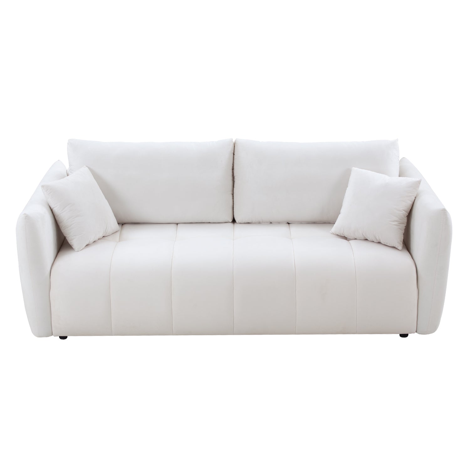 85'' Modern Fabric Sectional Couch Sofa 3 Seater Sofa With 3 Pillows For Living Room, Bedroom, Livingroom Beige Beige Fabric