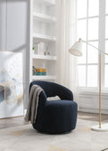 Teddy Fabric Swivel Accent Armchair Barrel Chair With Black Powder Coating Metal Ring,Dark Green Green Foam Upholstered