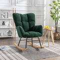 Mid Century Modern Teddy Fabric Tufted Upholstered Rocking Chair Padded Seat For Living Room Bedroom,Dark Green Dark Green Foam Wool