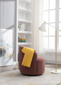 Teddy Fabric Swivel Accent Armchair Barrel Chair With Black Powder Coating Metal Ring,Dark Red Red Foam Upholstered