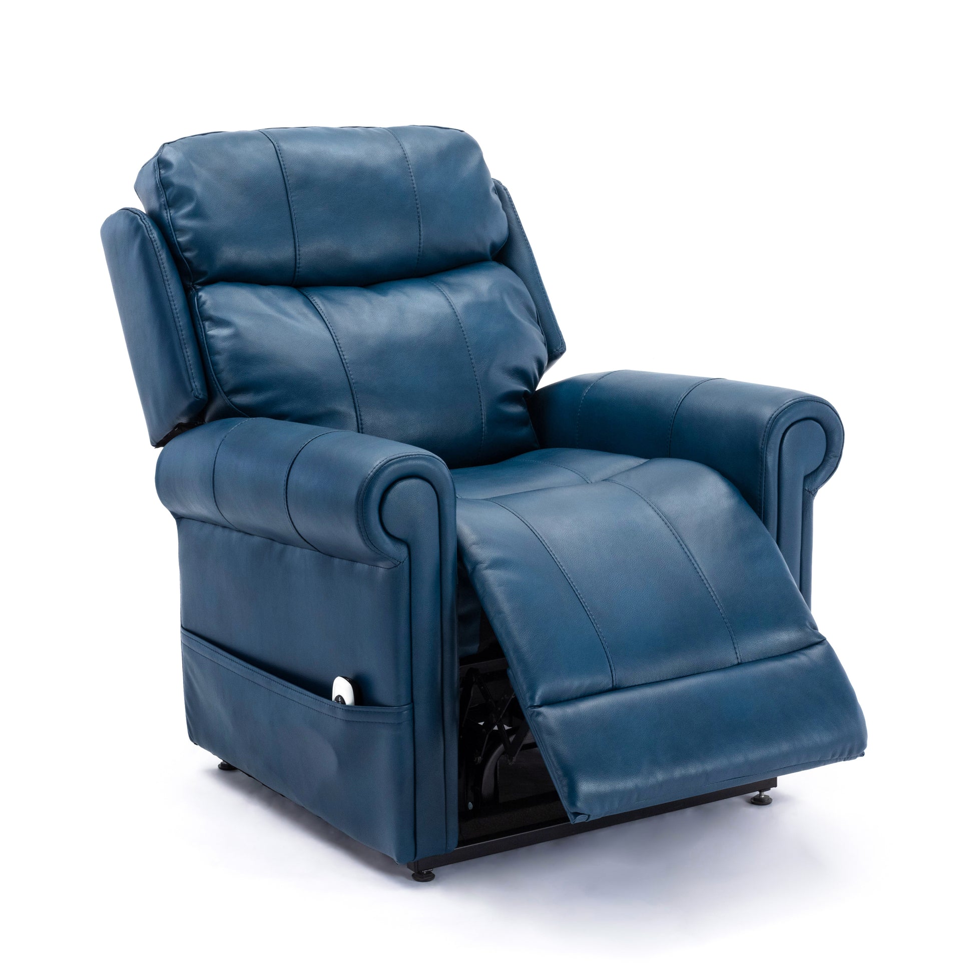 Lowell Navy Blue Leather Gel Lift Chair With Massage Navy Blue Foam Pu