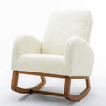 Coolmore Rocking Chair, Modern Glider Chair, Recliner Armchair With Wood Legs And Side Pocket, Nursery Rocking Accent Chair With High Back For Living Room Bedroom White Teddy White Teddy Foam Solid Wood