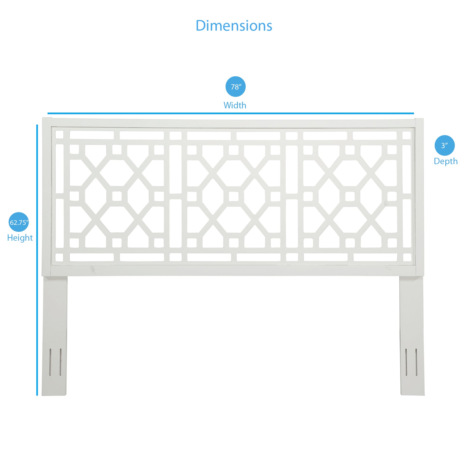 Tabor Chippendale White Headboard King King White Wood Mdf