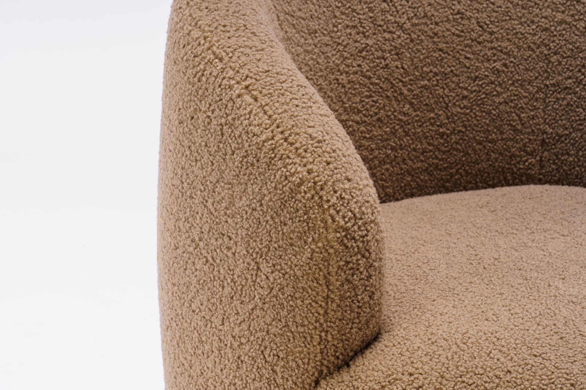 Teddy Fabric Swivel Accent Armchair Barrel Chair With Black Powder Coating Metal Ring,Coffee Brown Coffee Foam Upholstered