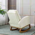 Coolmore Rocking Chair, Modern Glider Chair, Recliner Armchair With Wood Legs And Side Pocket, Nursery Rocking Accent Chair With High Back For Living Room Bedroom White Teddy White Teddy Foam Solid Wood